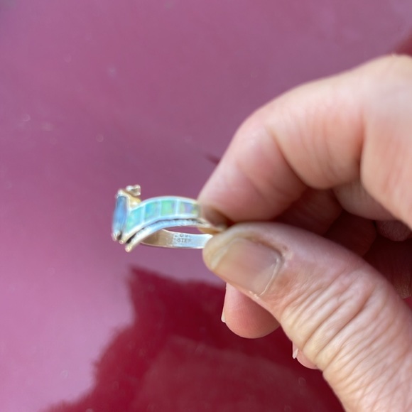 Aquamarine & Abalone Ring on Sterling Silver! - Picture 5 of 5